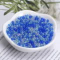 Transparent iridescent bubble beads detail, colorful pearl round beads for craft decoration. - 20g Pack / Deep Blue Series