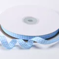 Cinta de cuadros azul y blanco de 10mm cinta teñida en hilo para accesorios de pelo DIY - 2 Metros Por Pieza 10mm / Azul Lago Claro