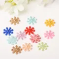 Snowflake pearl appliques close-up detail, colorful DIY phone case craft materials. - Snowflake / 14x3mm / Multicolor