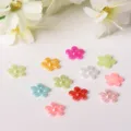 Colorful five petal flower pearl cabochons craft detail view for phone case DIY decor. - Holeless Five-Petal Flower / 11x2mm / Multicolor