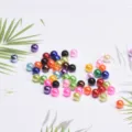 6mm colorful acrylic imitation pearl loose beads for DIY handmade jewelry bracelets crafting supplies - 100 Pieces/Pack / Multicolor