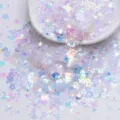 Paillettes scintillantes holographiques, coquillages et etoiles pour resine DIY et nail art. - Série blanc transparent