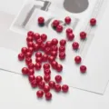 Perles acryliques rouges imitation perles en vrac 6mm DIY fabrication de bijoux artisanat - 100 Pièces/Paquet / Rouge