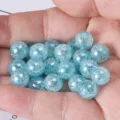 Perles en verre craquelé bleu 10mm pour bracelets faits main DIY, perles scintillantes. - Bleu ciel - 30 pièces