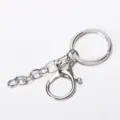 Accessoires de porte-clés en métal argenté composants de bijoux faits main mousqueton - Boucle Chiffre 8 + Chaîne / Ton Argent