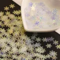 Lentejuelas de copo de nieve iridiscentes para nail art, manualidades DIY y relleno de resina. - Blanco Claro