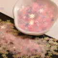 Lentejuelas transparentes de colores de 7mm en forma de copos de nieve para ropa y accesorios. - Rosa