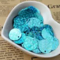 15mm Round Laser Sequins DIY Craft Spangles Blue Glitter Applique for Clothing Decor - Holographic - Lake Blue