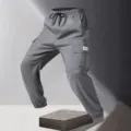 Herren lässige Cargohose Sweathose mit elastischem Kordelzugbund und modernen Bündchen. - S / Grau