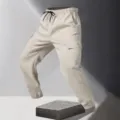 Herren Freizeit Cargo Jogginghose mit elastischen Bündchen und Kordelzug in Khaki, Alltag. - S / Khaki