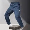 Pantalón de chándal cargo casual hombre puños azul marino bolsillos tácticos joggers - Azul claro