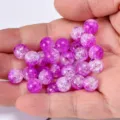 Perles de verre craquelées violettes bracelet fait main DIY collier accessoires de - 30 perles / Fuchsia