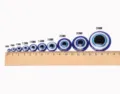 Yeux de poupée en résine bleue cabochons plats DIY animal poisson artisanat accessoires - 6mm 50Pcs / Bleu roi (avec paillettes)