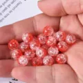 Red crackle glass beads loose beads for DIY handmade bracelets necklaces accessories. - 30 Beads / Light Red