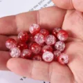 Two-color cracked glass beads for DIY handmade bracelets necklaces red white loose bead accessories - 30 Beads / Red