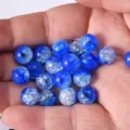 Blue crackle glass beads for DIY handmade bracelets necklaces jewelry making supplies. - 30 Beads / Sapphire Blue