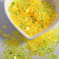 Paillettes d'ongles coeur jaune holographiques flocons en vrac pour le nail art et loisirs. - Coeur Creux / 6mm / Jaune Transparent