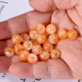 Orange crackle glass beads for DIY jewelry making, handmade bracelets and necklaces. - 30 Beads / Orange