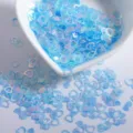 Paillettes à ongles cœur iridescentes bleues flocons de scintillement pour art DIY - Coeur Creux / 6mm / Bleu transparent