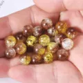 Two-tone crackle glass beads for DIY handmade bracelets necklaces children craft jewelry accessories - 30 Beads / Light Coffee