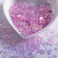 Paillettes à ongles cœur rose iridescent, confettis holographiques pour art DIY et maquillage. - Coeur Creux / 6mm / Violet Transparent