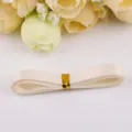 Ivory double-faced satin ribbon variant with gold twist tie for DIY crafts gift wrapping - Off White