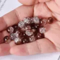 Brown crackle glass beads for DIY handmade bracelets, necklaces, and jewelry accessories. - 30 Beads / Dark Coffee