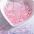Lentejuelas de uñas de corazón hueco rosa iridiscente brillante para decoración DIY. - 10 g / Rosa