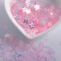 Pink holographic hollow star nail art sequins, sparkling DIY glitter decorations for nails. - Hollow Star / 8mm / Transparent Pink