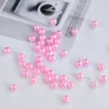 Pink 6mm acrylic imitation pearl loose beads for DIY handmade bracelets and jewelry making crafts. - 100 Pieces/Pack / Pink