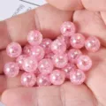 10mm pink crackle glass beads colorful cracked loose beads for DIY handmade jewelry making - Pink, 30 Pcs