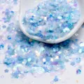 Paillettes iridescentes mélangées, coquillages et étoiles pour résine DIY et maquillage yeux. - Série Bleue
