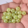 10mm Crackle Glass Beads Iridescent Loose Beads DIY Handmade Bracelet Jewelry Making Supplies - Light Green - 30 Pcs