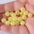 10mm colorful crackle glass beads diy handmade jewelry making spacer beads loose charms - Yellow, 30 Pcs