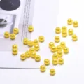 6mm yellow acrylic imitation pearl loose beads with holes for DIY jewelry making crafts. - 100 Pieces/Pack / Yellow