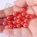 10mm colorful crackle beads red crackle glass beads DIY handmade bracelet jewelry making - Red - 30 Pcs