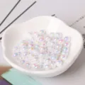 Perles en acrylique iridescentes colorees perles en vrac pour fabrication de bijoux faits main - 6mm (50 Pièces) / Blanc