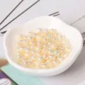 Perles en vrac irisees colorees pour la creation de bijoux etbracelets artisanaux faits. - 6mm (50 Pièces) / Blanc Cassé