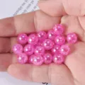 10mm pink crackle glass beads colorful loose beads for DIY handmade bracelets jewelry accessories - Rose Red - 30 Pcs