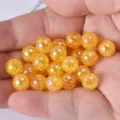 10mm colorful crackle beads yellow crystal loose beads for DIY handmade bracelet jewelry making accessories - Orange - 30 Pcs