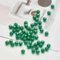 Green acrylic pearl beads for DIY jewelry making, 6mm loose craft beads for bracelets. - 100 Pieces/Pack / Green