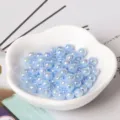 Light blue iridescent loose beads for DIY handmade necklace bracelet jewelry beading. - 6mm (50 Pieces) / Light Blue
