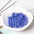 Blue iridescent loose beads for DIY handmade bracelets necklaces jewelry crafting accessories - 6mm (50 Pieces) / Dark Blue