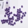 6mm purple acrylic imitation pearl loose beads with holes for DIY handmade bracelet jewelry making. - 100 Pieces/Pack / Deep purple