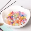 Colorful iridescent loose craft beads DIY handmade necklace bracelet jewelry accessories - 6mm (50 Pieces) / Multicolor