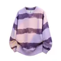 Herren Freizeit Lila Gestreifter Rundhals Pullover Herbst Oversize Langarm Sweatshirt - L / Oberteile / Lila