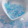 Blue iridescent moon star nail art sequins flakes for DIY crafts and sparkling makeup looks. - Moon & Star / 9mm / Transparent Blue