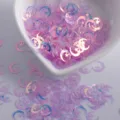 Iridescent pink star and moon nail sequins for DIY craft, gorgeous glitter nail art decoration. - Moon & Star / 9mm / Transparent Purple