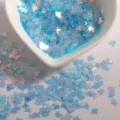 Blue iridescent maple leaf nail art sequins, holographic DIY glitter flakes for manicure. - Maple Leaf / 6mm / Transparent Blue