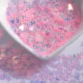 Holographic maple leaf nail art sequins pink blue glitter flakes DIY craft design - Maple Leaf / 6mm / Transparent Pink
